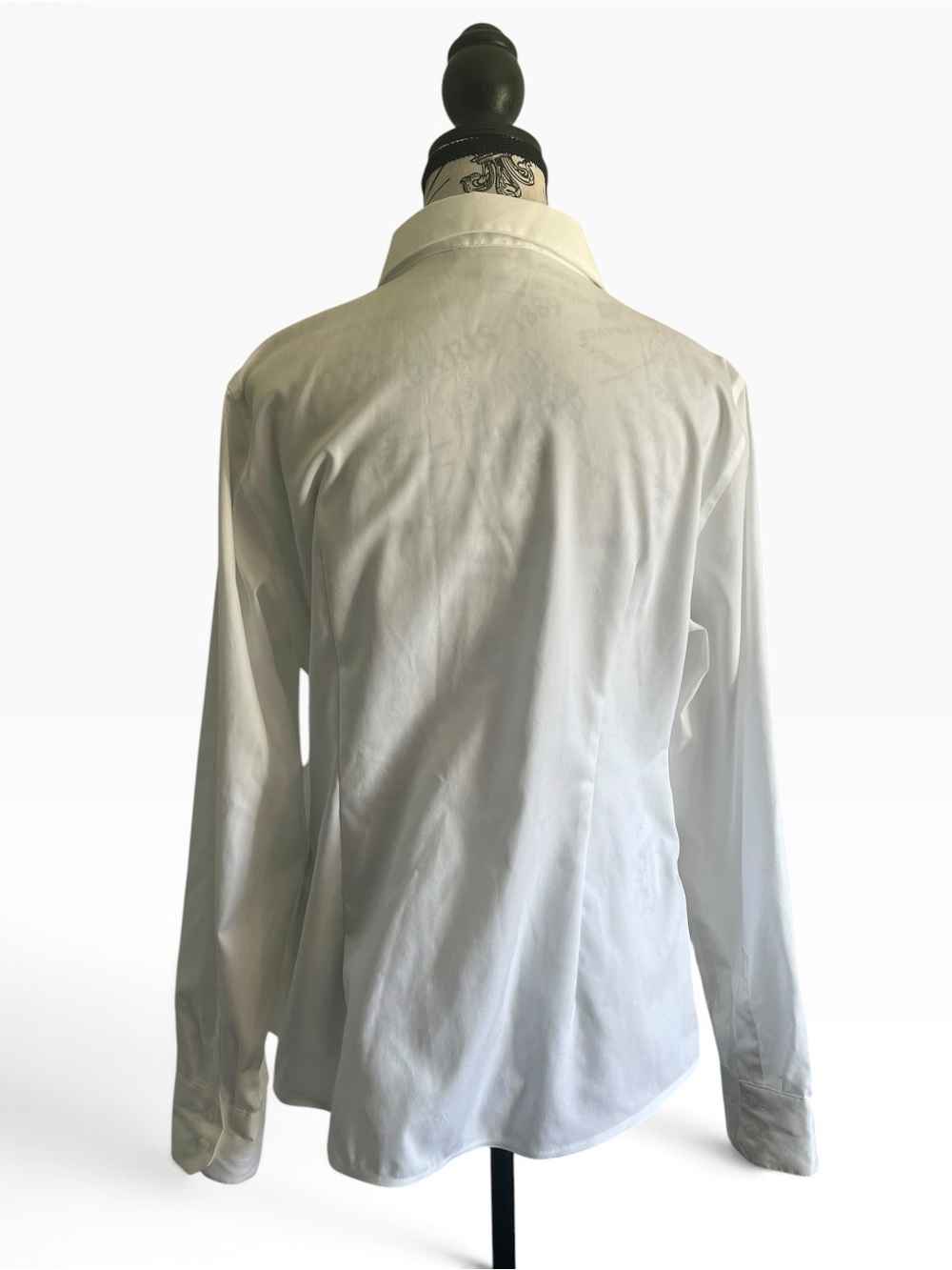 Tommy Hilfiger White Crisp Ruffle Front Cotton Pleated Button Up Blouse Tuxedo - Picture 3 of 5